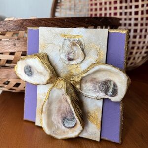 Gold-Gilded Oyster Angel Art- “Heavenly Coastal” Lavish Purple